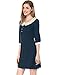 Allegra K Women Peter Pan Collar 3/4 Sleeve Casual Short Shift Dress, Small, Dark Blue