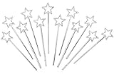 Kidsco Mini Fairy Star Princess Wands Pack of 12 - 5 Inches, Color Silver, Star Shape with Beads – for Kids, Birthday, Halloween, Princess, Costume, Themed Party, Prize