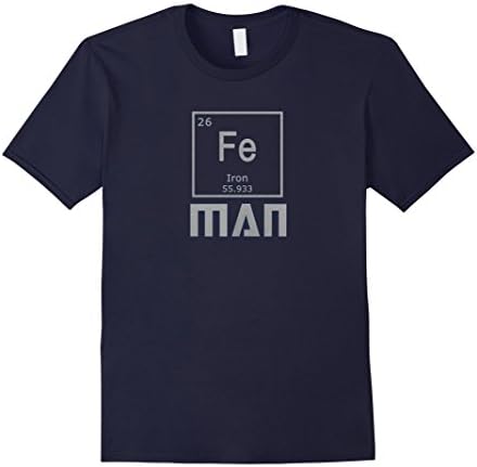 Men's Funny Iron Man Periodic Table Science Chemistry T-Shirt Medium Navy
