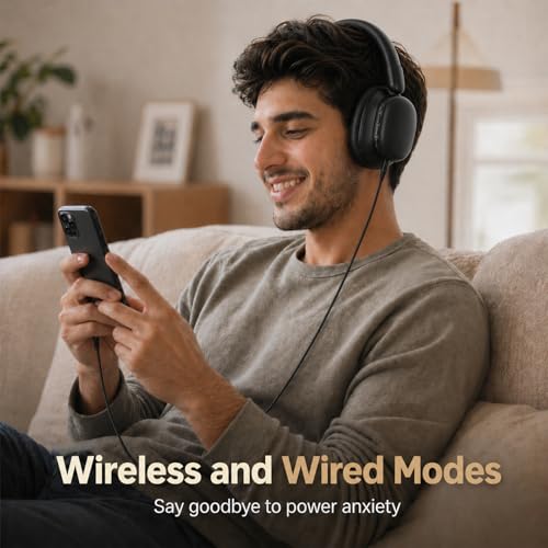 TIMU Bluetooth Headphones Over Ear, 75H Playtime Wireless Headphones with Microphone, Foldable Lightweight Headset with 3 EQ Modes, 3D Stereo Sound Low Latency for Travel Work Cellphone