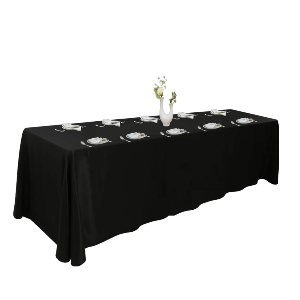 Urby Polyester Rectangular Table Cloth for 8+ Foot Table That Seats 8-10 Person. Nappe de Table rectangulaire. Ideal for Banquet, Wedding and Events (Black, 90