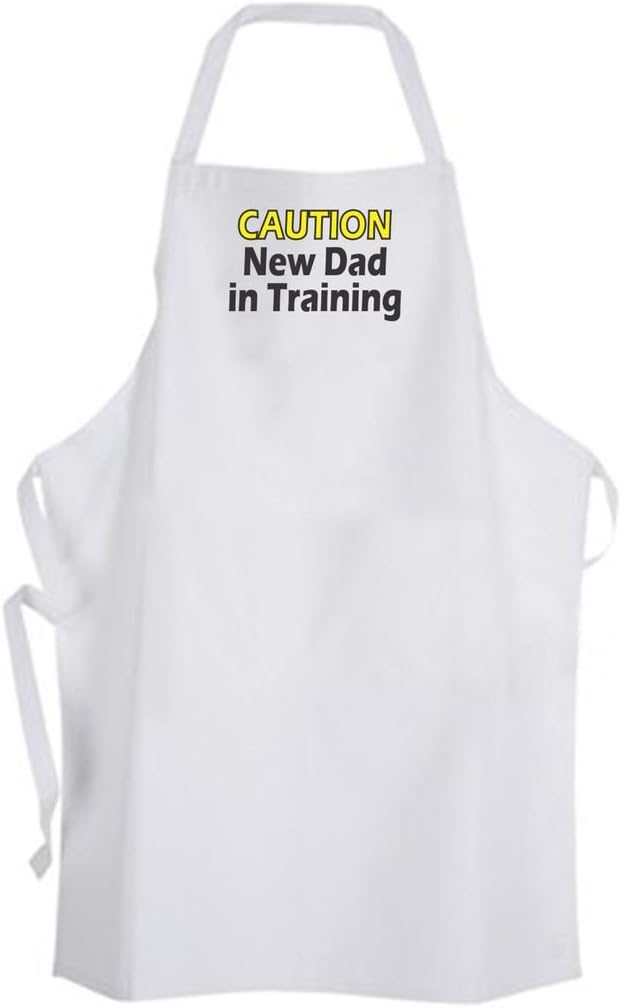 Caution New Dad in Training – Adult Size Apron – Diaper Duty Baby Shower Funny