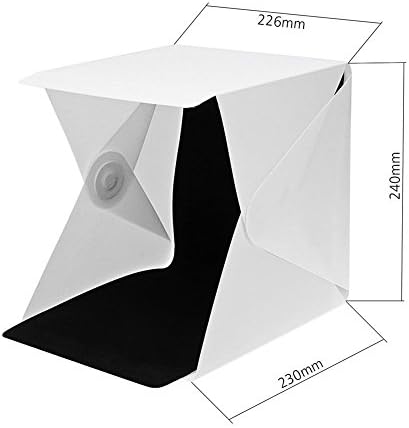 Hotusi Foldable Portable Lightbox 9'' Photography Studio Light Box Kit with LED Lights and Two Blackground Mini Softbox