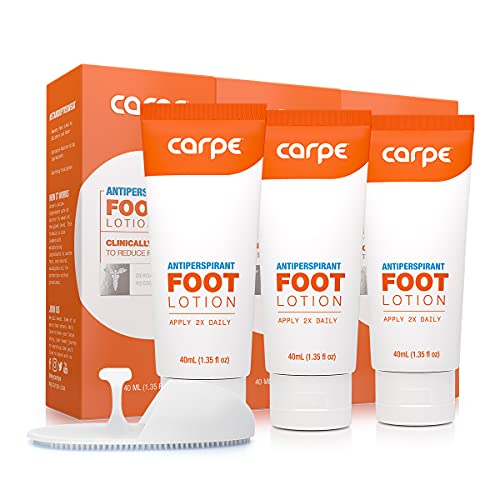 Carpe Antiperspirant Foot Lotion Package Deal (3 Foot Tubes Bundle and Save + FREE APPLICATOR