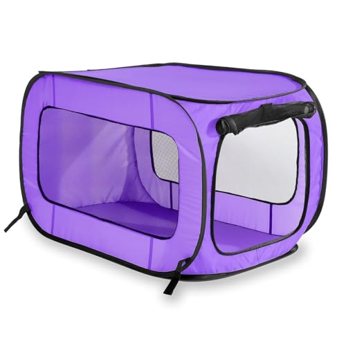 Portable Collapsible Pop Up Kennel, 32.5" L x 19.5" W x 19.5" H, Purple