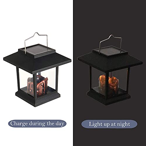 4 Packs Solar Lanterns Outdoor Hanging Lanterns- Garden Waterproof LED Candle Flickering Lights for Patio Courtyard Garden Decorative