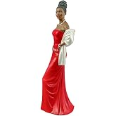 Ebony Treasures Elegant Evenings: Lady in Red African American Collectible Figurine 13.75" H