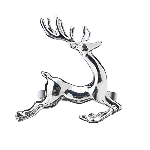 Napkin Rings Set, Christmas Elk Chic Napkin Rings for Place Settings, Wedding Receptions, Christmas, Thanksgiving and Home Kitchen Dining Table Linen Accessories (Set of 2)