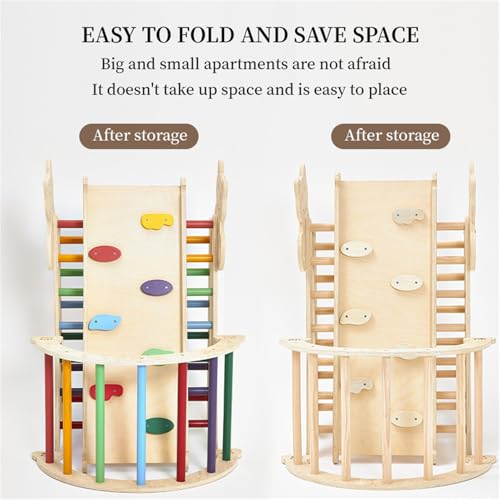 AM ANNA Pikler Triangle Set for Toddlers Climbing Toys Indoor, 7 in 1 Toddler Climbing Toys Indoor, Montessori Foldable Climbing Set, Wooden Climbing Toys for Toddlers 1-3 (Wood)