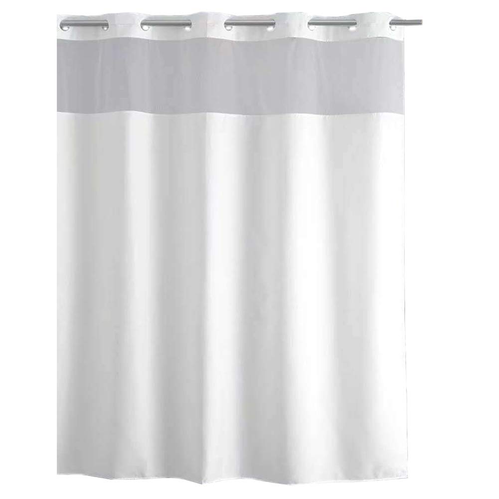 ZHCSYL Big Hole Polyester for Bathroom Shower Curtain, Waterproof Breathable Easy to Clean Solid Color Machine Washable Keep Warm -White 71x79inch