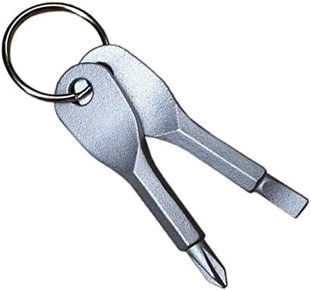 OLLVU Outdoor EDC Portable Multi-function Tool Key-shaped Screwdriver Phillips Screwdriver With Key Ring (Color : Silver)