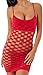Womens Sexy Seamless Mesh Lingerie Chemise (XL=US 16-18, Red3)