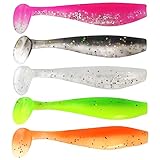 MAFIMOEA 50 Pcs Soft Fishing Lures Plastic Paddle