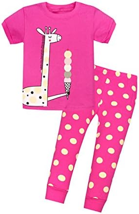 Viobarmo Little Girls Pajama Set Kids T Shirt Top &amp; Pants 100% Cotton Sleepwear (2-7 Years)