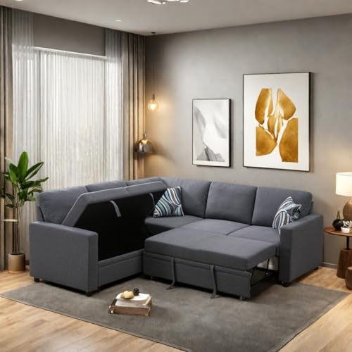 ChicFurnit Sectional Sofa Bed, 83 Inch Large L Shaped Sleeper Sofa with ...