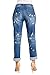 Poetic Justice Women's Curvy Fit Blue Denim Bleach Spots Rolled Cuff Boyfriend Jeans Size 27 x 32Length