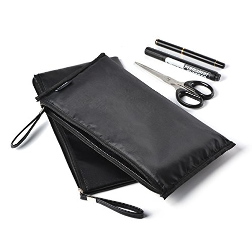 TUTBIER Bank Bags Money Pouch Security Deposit Utility Zipper Coin Bag Black 2 Pack 11×6 Inches