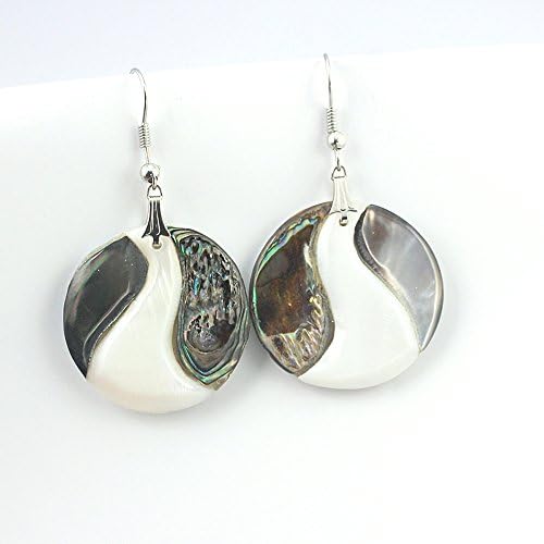 BEST FINISH ABOLENE SHELL FASHION JEWELRY .925 SILVER PLATED EARRINGS S24473 2.5 inches