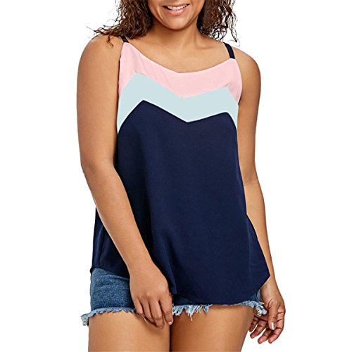 Womens Plus Size Halter Tee, Xander Sleeveless Wave Color Block Loose Camisole Tank Tops (4XL, Multicolor)