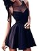 Genluna Women Round Neck Sleeveless A-Line Black Lace Dress