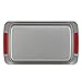 Cake Boss Deluxe Nonstick Bakeware 9-Inch by 5-Inch Loaf Pan, Gray with Red Silicone Grips