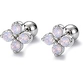 20g Moonstone Flower Minimalist Real 925 Sterling Silver Tiny Mini Cute Small Cartilage Opalite Stud Earrings for Women Teen Girls Little Sensitive Ear Dainty Simple Huggie Piercing Post Screw Back Barbell Ear Helix Tragus Conch Hypoallergenic Fashion Jewelry Gifts Daughter Bff Birthday Girlfirend Her 6.5mm