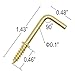 Shells 50PCS Gold Color Copper Plated Metal Right-Angle Hooks 7 Shape Screw Hooks Self-Tapping Screws Hooks L Shape Hooks 1.43 Inch