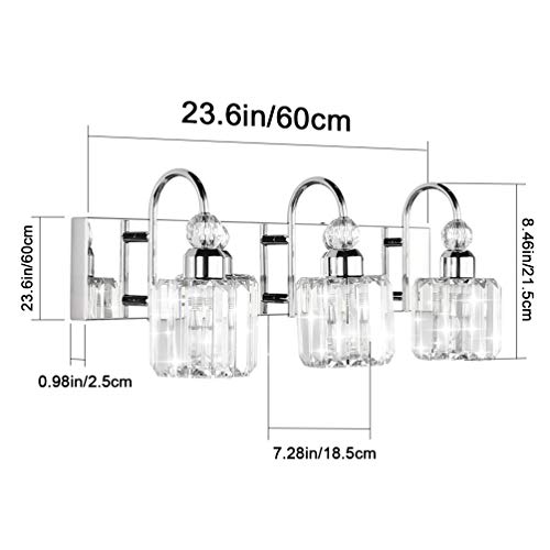 Ralbay Modern LED Crystal Bathroom Vanity Lights 3Lights Stainless