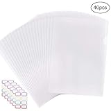 EOOUT 40pcs Plastic Clear Document Folder, Project Pockets Folders with Pockets, for US Letter, A4 Size, Transparent Color, with 48 Stickers