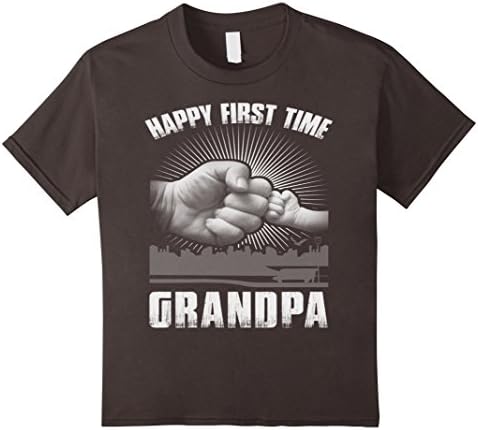 unisex-child Happy first time Grandpa T-shirt,gift for grandpa 6 Asphalt