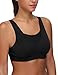 Wingslove Women's Full Coverage High Impact Wirefree Workout Sport Bra (Black,42DD)