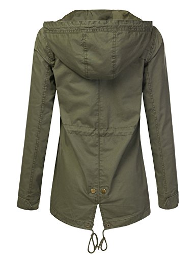 DRESSIS Women's Lightweight Military Anorak Hooded Jacket OLIVE S - Thumbnail 2