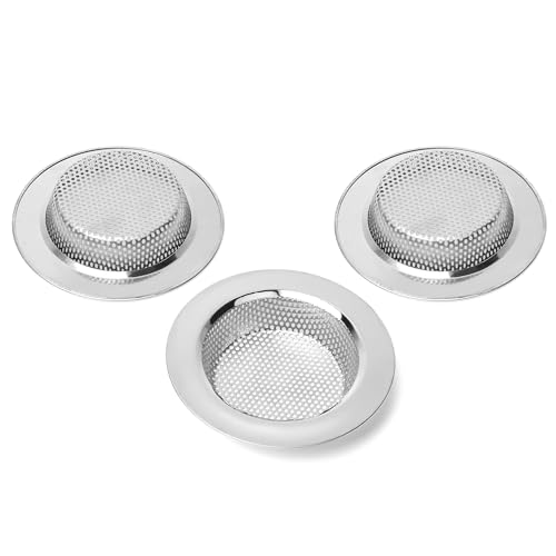 Qinglele Abflusssieb,Spüle Sieb,Sieb Edelstahl Waschbecken,Verhindern Verstopfung, Außendurchmesser 4,4 Zoll /112Mm 3 Stück (Groß)