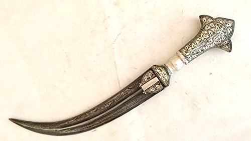 KRISHNA HANDICRAFTS Indo Persian Silver kofthgiri Worked jambia Knife Dagger