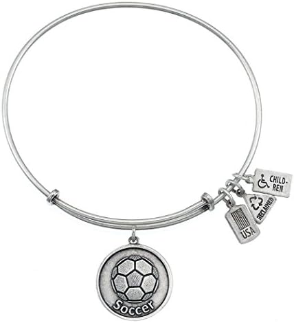 Wind &amp; Fire Soccer Ball Charm Bracelet in Silver Tone