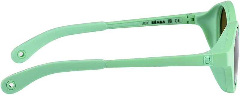 , Occhiali da sole per bambini 9-24 mesi, 100% protezione UV - CAT 3, protezione laterale, comfort ottimale, aste regolabili a 360°, Joy, verde neon