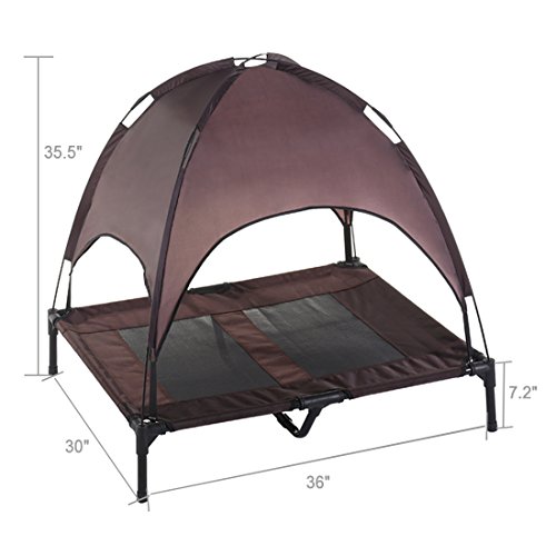 SUPERJARE Large Outdoor Dog Bed, Elevated Pet Cot with Canopy, Portable