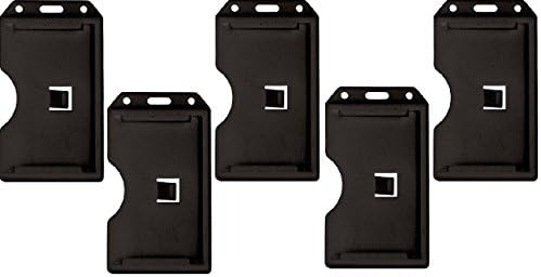 5-Pack Rigid Black 2-Sided Vertical Card Holder, Multi Card/Badge Holder by Alliance ID
