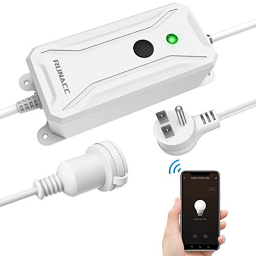 RUNACC Outdoor Dimmer for LED String Lights Dimming Controller with Alexa Voice control, APP Remote Control, Timer and Memory, US Plug White