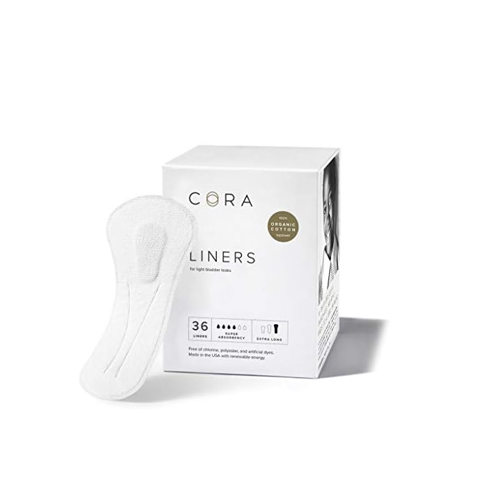 Cora Ultra Thin Organic Bladder Liners | Super Absorbency Incontinence & Postpartum Pads for Women | Extra Long Length…