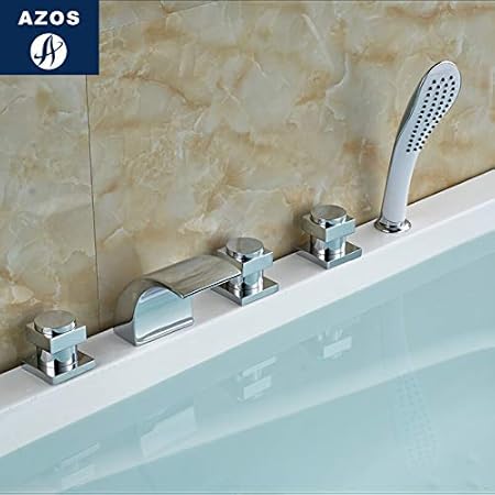 Azos Split Bathtub Faucet Waterfall Wash Basin Brass Chrome Cold