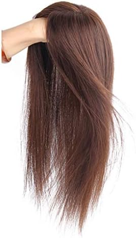 Real Human Hair Clip in Toppers Double Layer Silk Base Free Part Crown Hair Piece for Thinning Hair (8" Black)