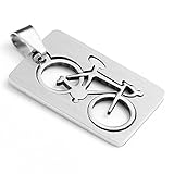 Zysta Stainless Steel Silver Detachable Bicycle Charm Pendant Necklace with 22 Inches Chain