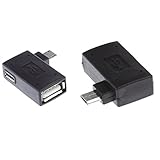 Dolity 2Pcs 90 degree Right&Left Angle Micro USB2.0 OTG Host Adapter with USB Power for Android Smartphone