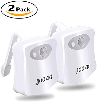 JOOKKI Toilet Light Bathroom Nightlight LED 16 Color Motion Detection Energy Saving UV Killtr Bacteria Toilet Lamp(Only Activated in the Dark),White(2 Pack)