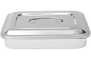 Stainless Steel Instrument Tray Organizer with Lid Handle Grip,Metal Tray,Surgical Tray, Dental Instruments Tray Holder,Medic