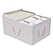 StorageWorks Extra Large Clothes Storage Bins, 55L Fabric Storage Baskets with Double-Open Lid and Divider Board, Closet Storage Organizers with Handles, Mixing of Beige, White & Ivory, 1-Pack