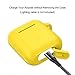 Airpods Case, Music tracker Protective Thicken Airpods Cover Soft Silicone Chargeable Headphone Case with Anti-Lost Carabiner for Apple Airpods 1&2 Charging Case (Yellow)