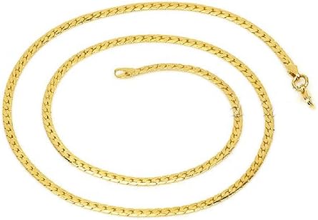 SOPO 18k Gold Herringbone Link Chain Necklace 2 mm 18" Unisex Fashion