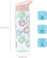Smash Pastel Flower Water Bottle 700ml Pink Blue with Straw view 3